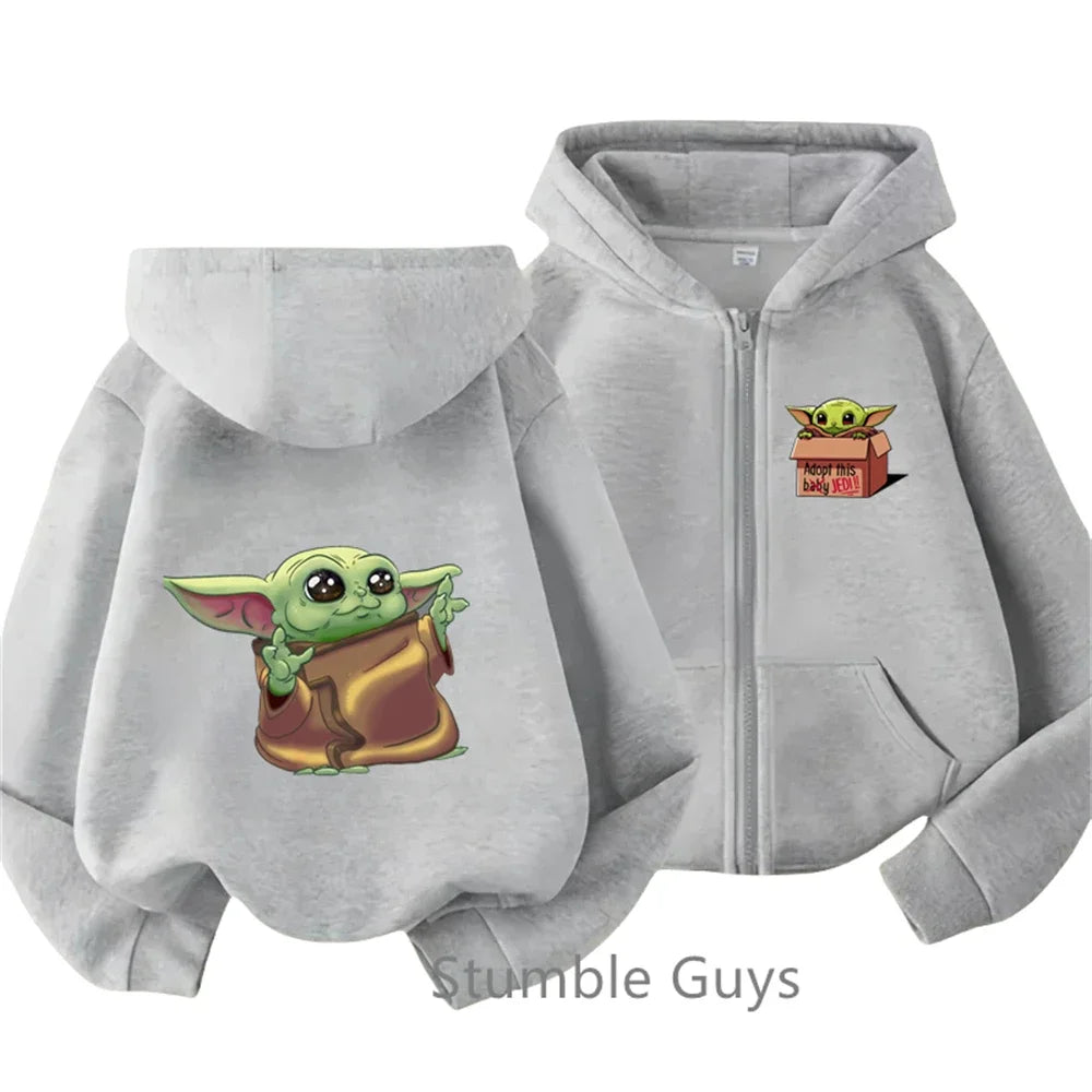 Baby Yoda Print Hoodie Children's Street Zipper Hoodie Suit 2025