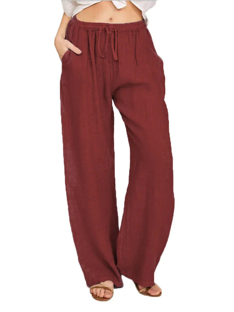 Women's Wear in Europe, America, and Europe Large Loose Cotton Hemp Casual Pants