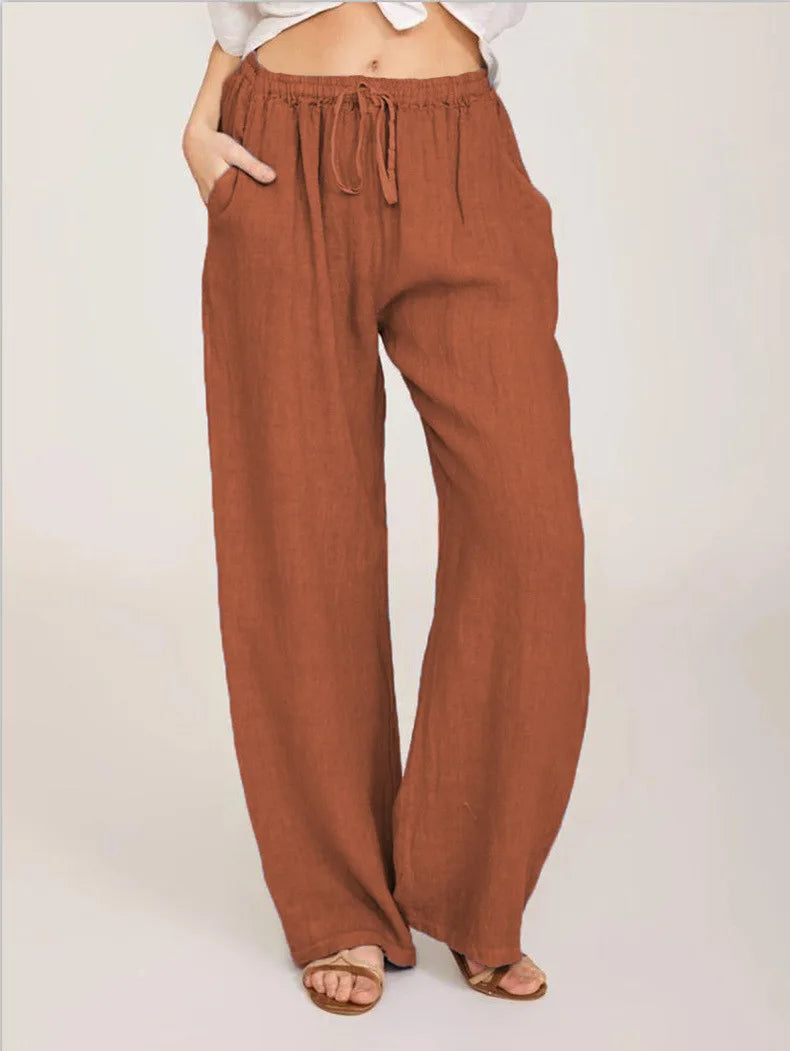 Women's Wear in Europe, America, and Europe Large Loose Cotton Hemp Casual Pants