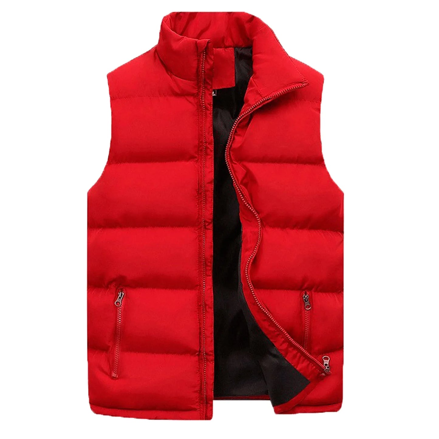 Cotton Padded Vest Zipper Collar Sleeveless Unisex Vest Coat Warm Jackets