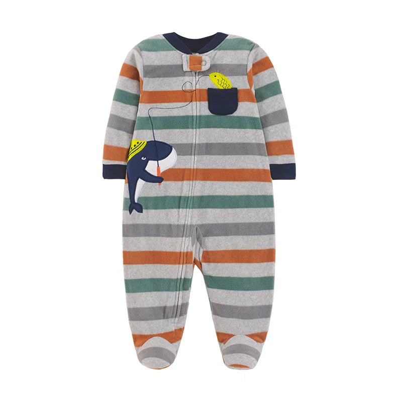 Autumn Baby Boy Rompers Clothes Zipper Fleece Warm Pajamas Newborn Outfit