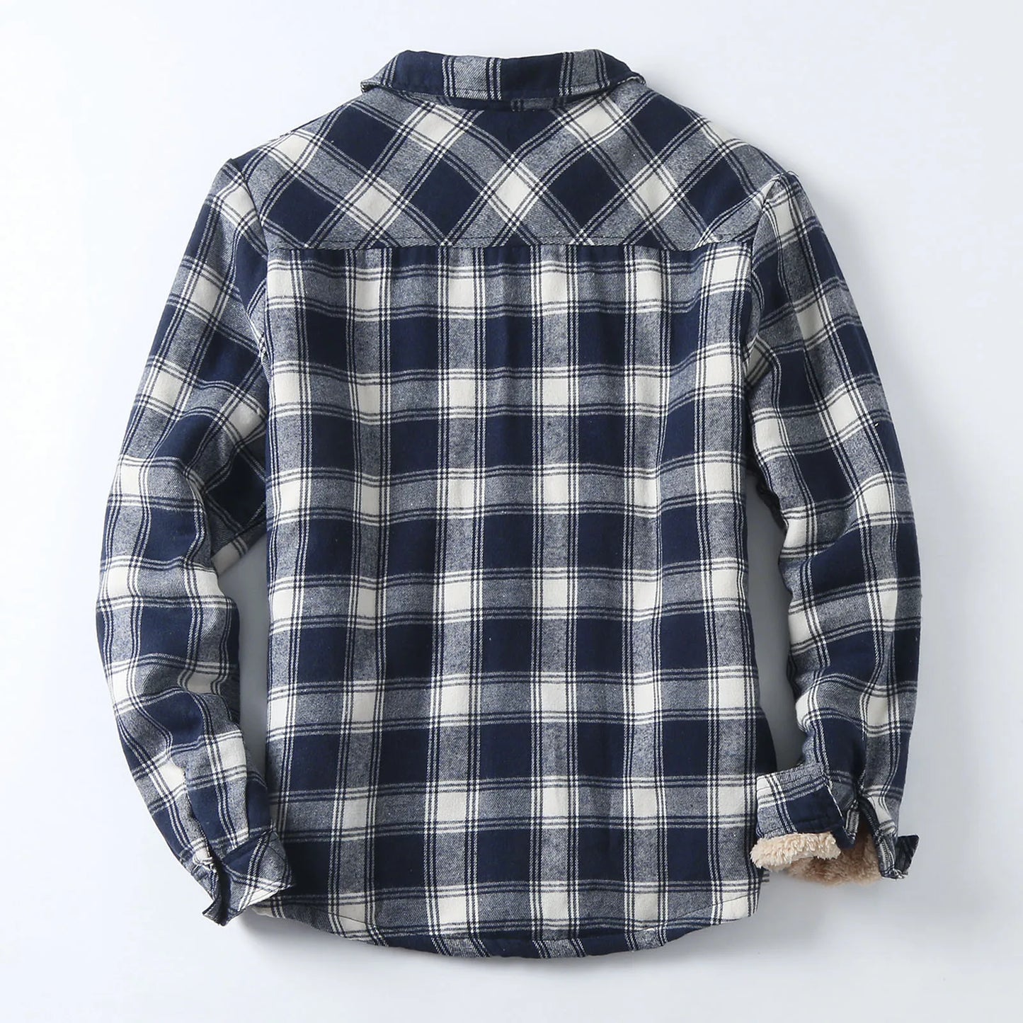 Men Plaid Shirts Jacket Casual Turn-Down Collar Long Sleeve Loose Shirt