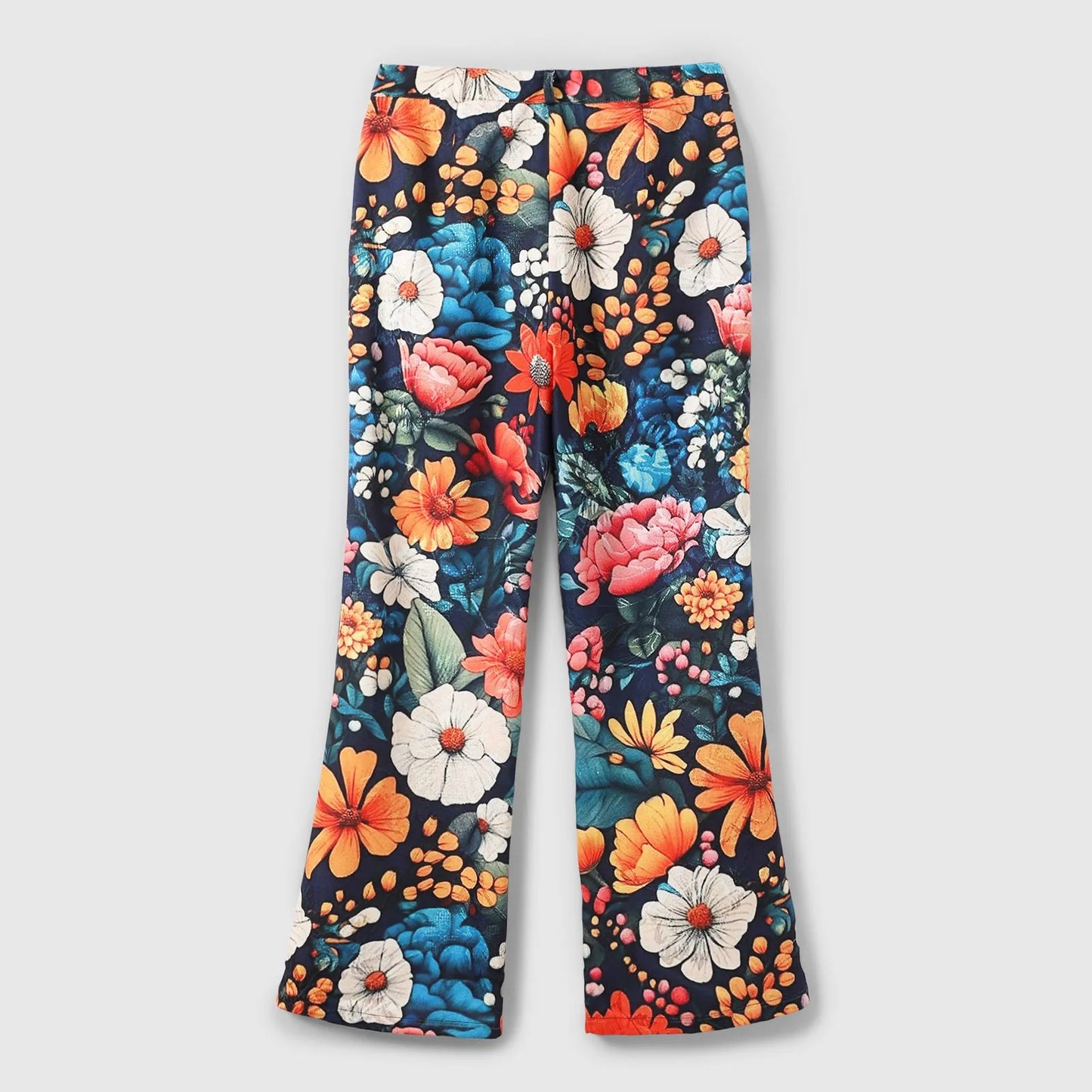 High Waisted Casual Vintage Wide Leg Imitation Jeans Women Fashion Floral Printed Denim Pants