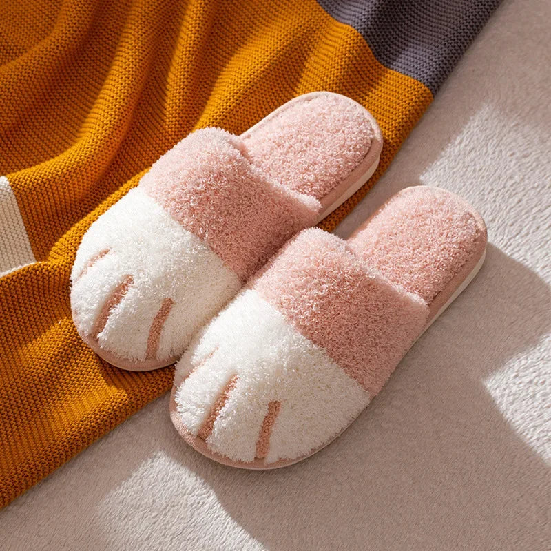 Cotton Slippers Female Autumn Winter Home Cat Claws Cartoon