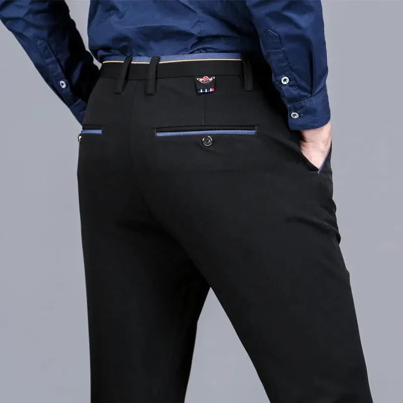 Elastic Straight Pants Business Casual Long Suit Pants Male Formal Trousers