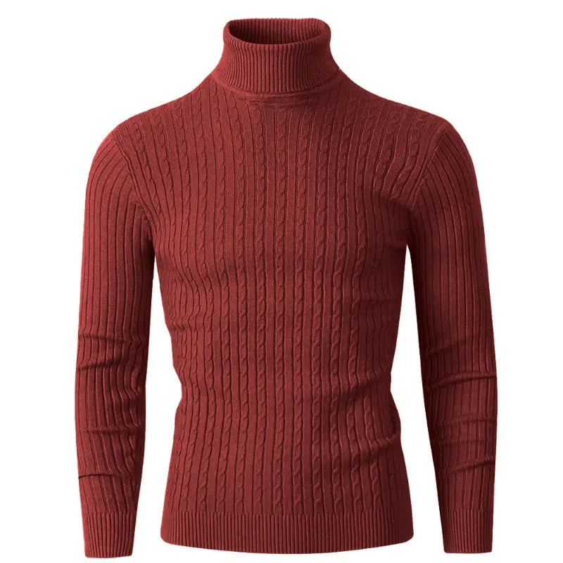 Men's Long Sleeve Knitted Sweater Winter Warm Turtleneck Pullovers