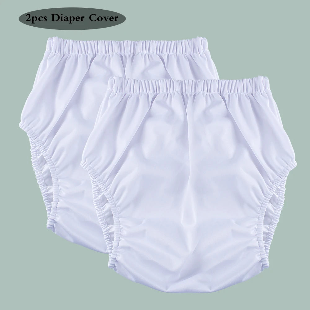 2pcs Soft TPU Adult Diaper Cover High Waist Solid Color Incontinence Briefs