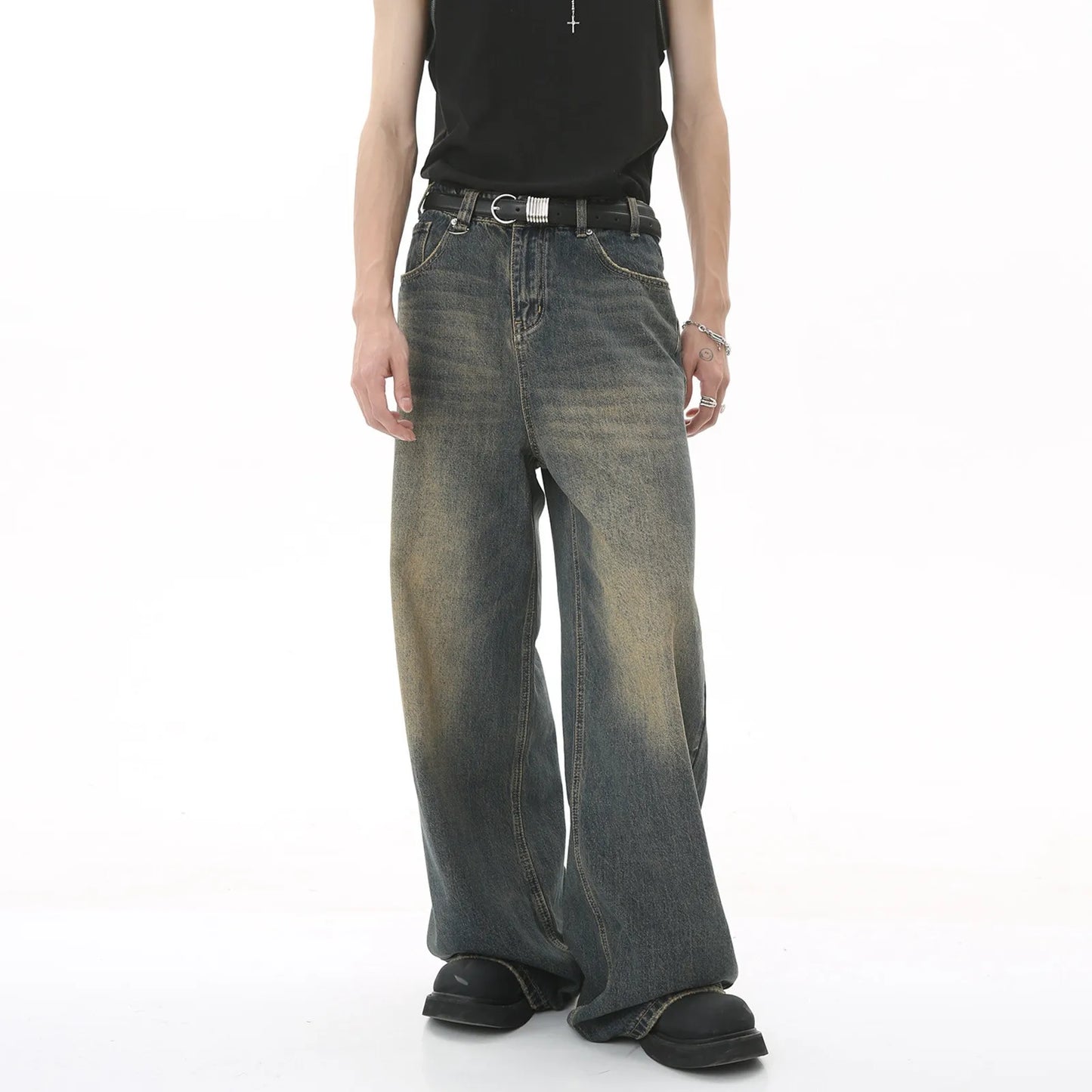 Vintage Jeans For Men Wide Leg Sweatpants Men's Baggy Jeans