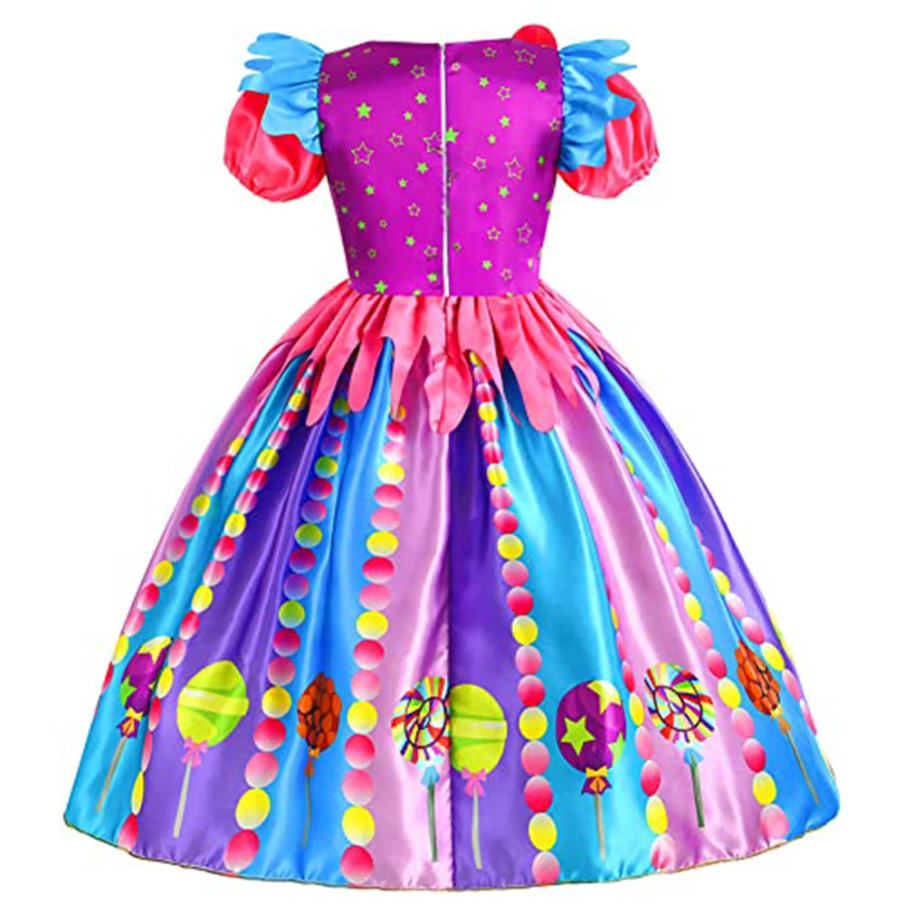 Girls Costume Purim Carnival Sweet Candy Dress LED Light Up Lollipop Luminous Princess Festival Party Clothing