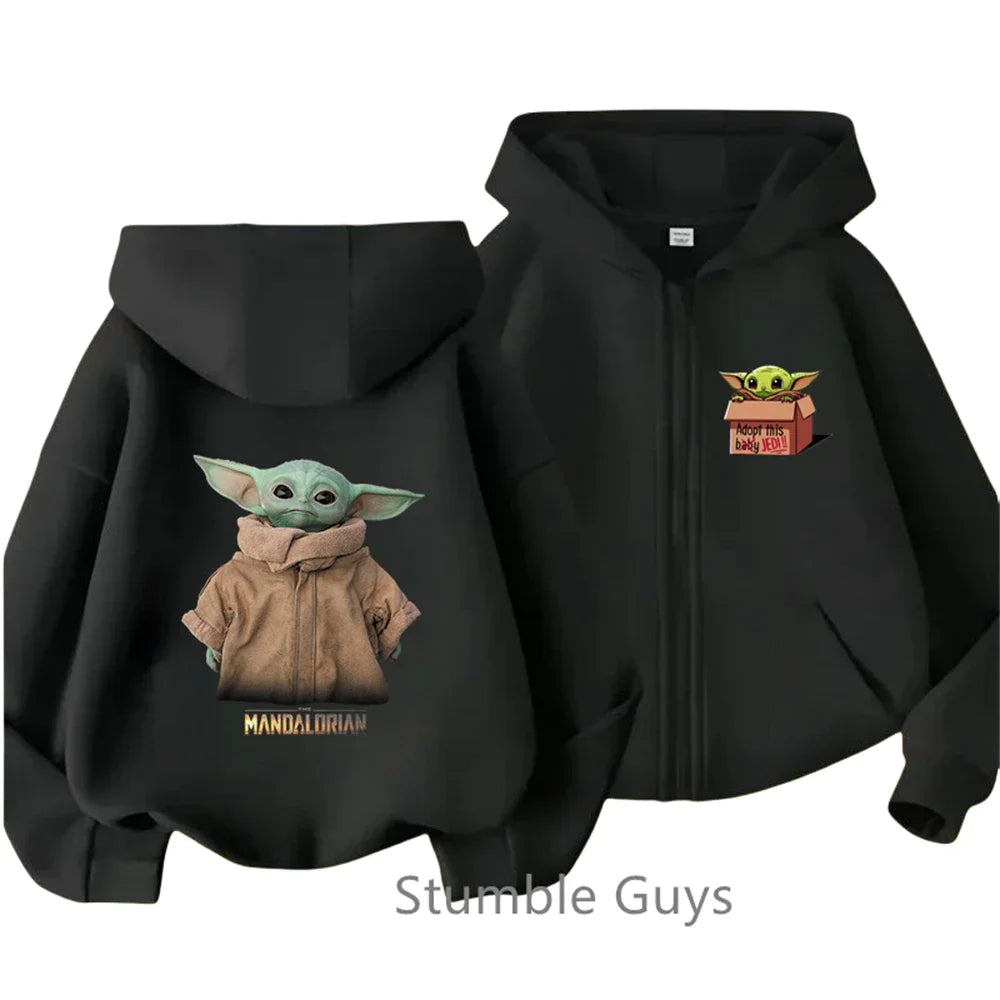 Baby Yoda Print Hoodie Children's Street Zipper Hoodie Suit 2025