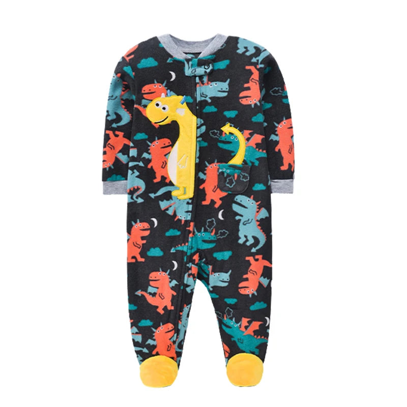 Autumn Baby Boy Rompers Clothes Zipper Fleece Warm Pajamas Newborn Outfit