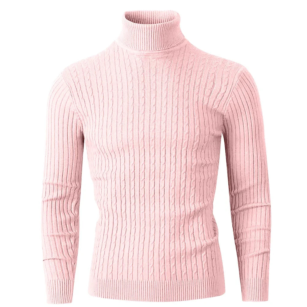 Men's Long Sleeve Knitted Sweater Winter Warm Turtleneck Pullovers