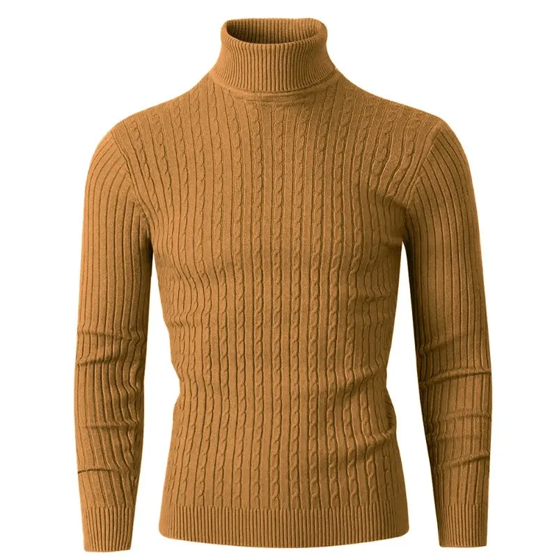 Men's Long Sleeve Knitted Sweater Winter Warm Turtleneck Pullovers