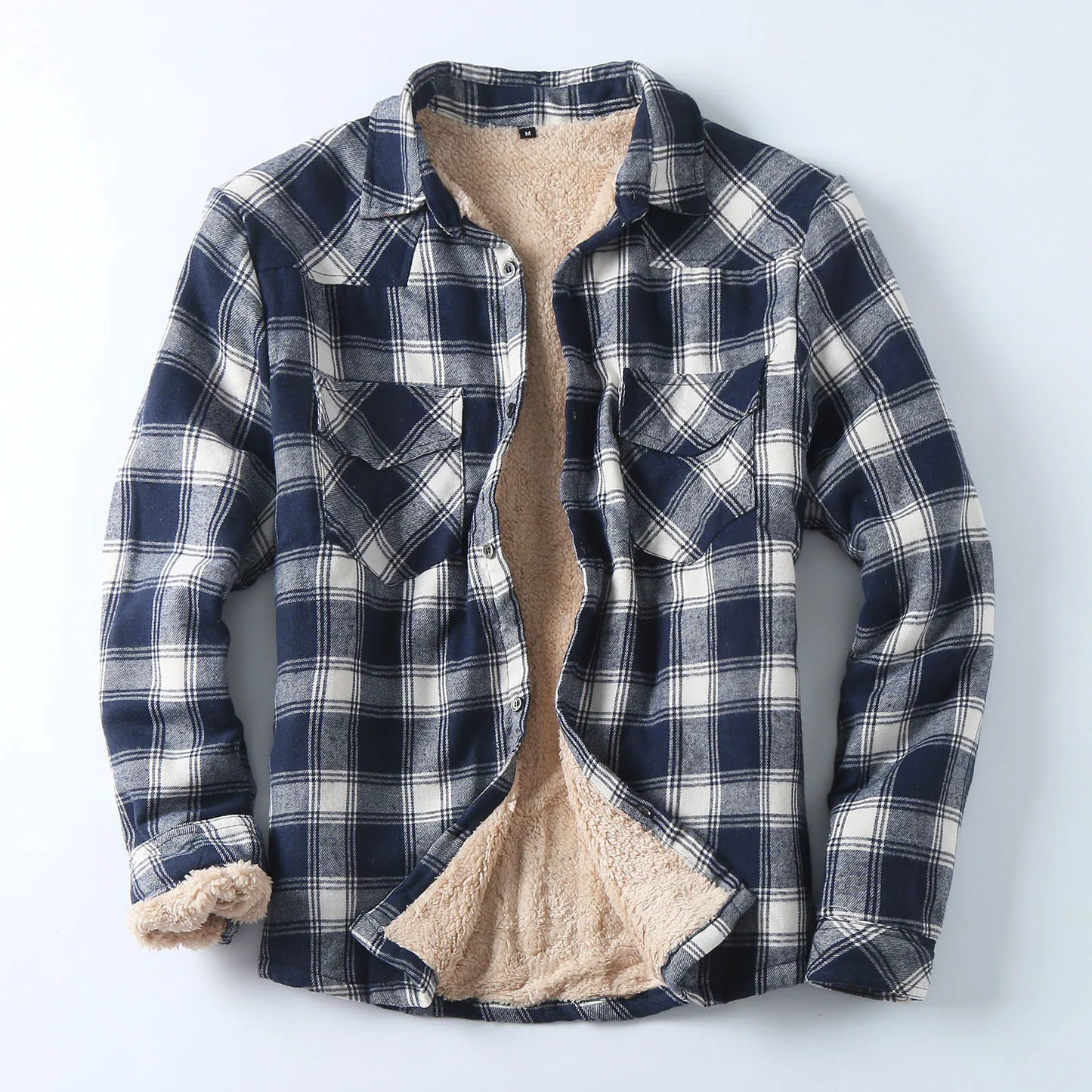 Men Plaid Shirts Jacket Casual Turn-Down Collar Long Sleeve Loose Shirt