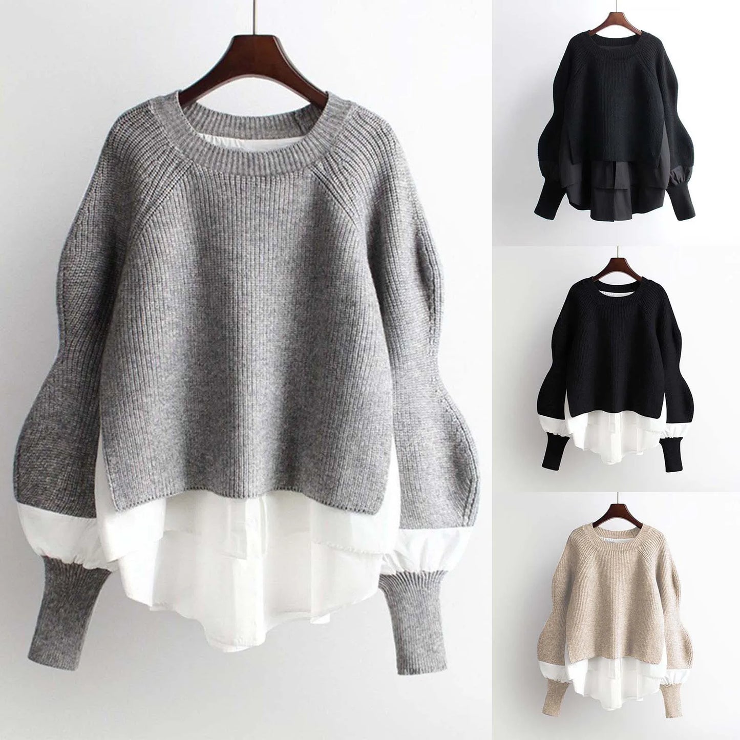 Sweaters For Women Trendy Women'S Shirt Patchwork Pullover Sweater