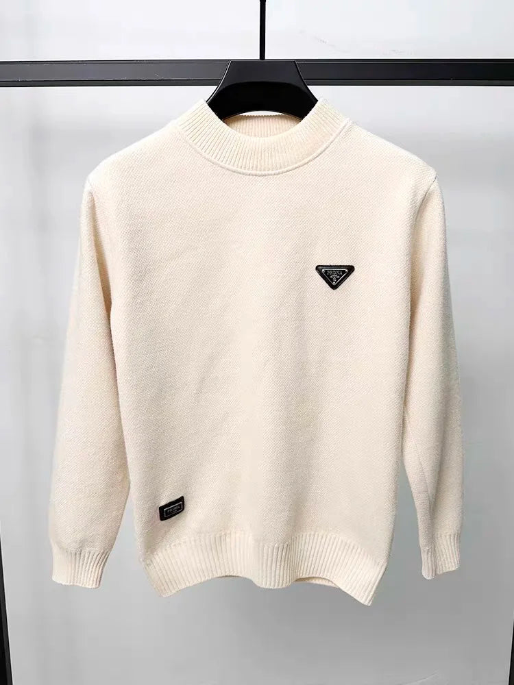 Luxury Brand Knitted Sweater Men's Half High Neck Pullover