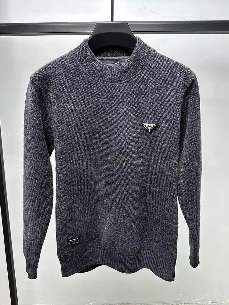 Luxury Brand Knitted Sweater Men's Half High Neck Pullover