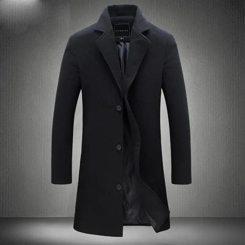 Men's Wool Long Coat Long Sleeve Winter Dress Coat comforts Overcoat Slim