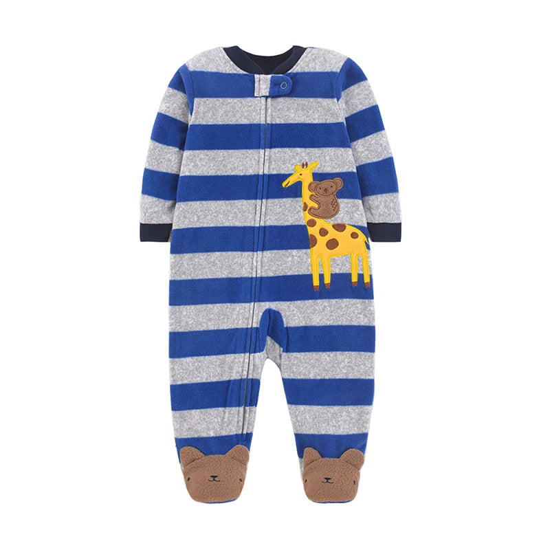 Autumn Baby Boy Rompers Clothes Zipper Fleece Warm Pajamas Newborn Outfit