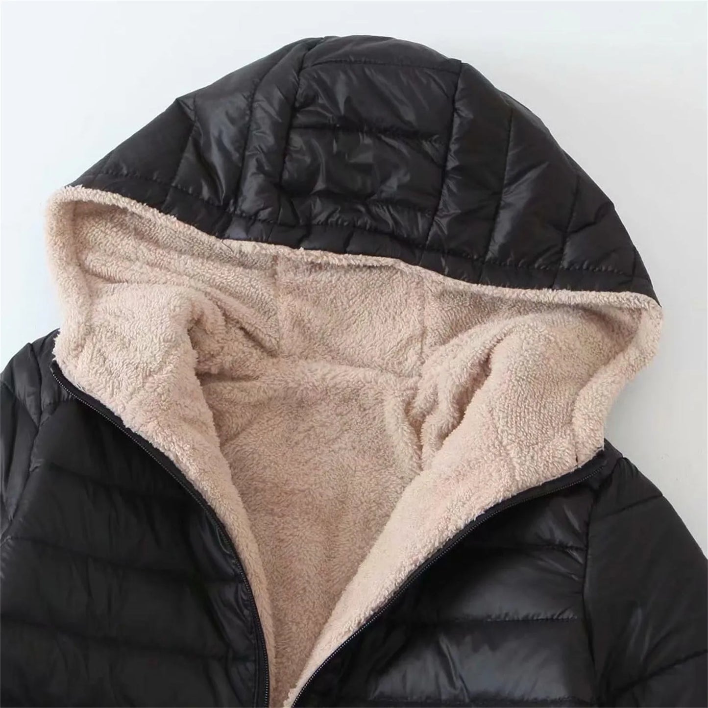 Comfortable Fuzzy Wool Coats For Women Hooded Windbreaker