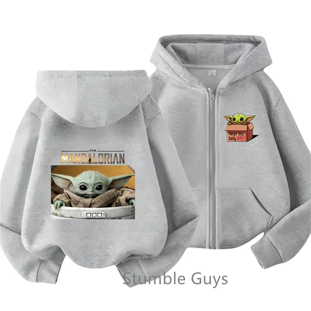 Baby Yoda Print Hoodie Children's Street Zipper Hoodie Suit 2025