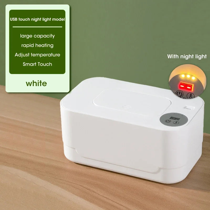 Baby Wipe Warmer Heater with LED Display Wet Towel Dispenser Portable USB Charge