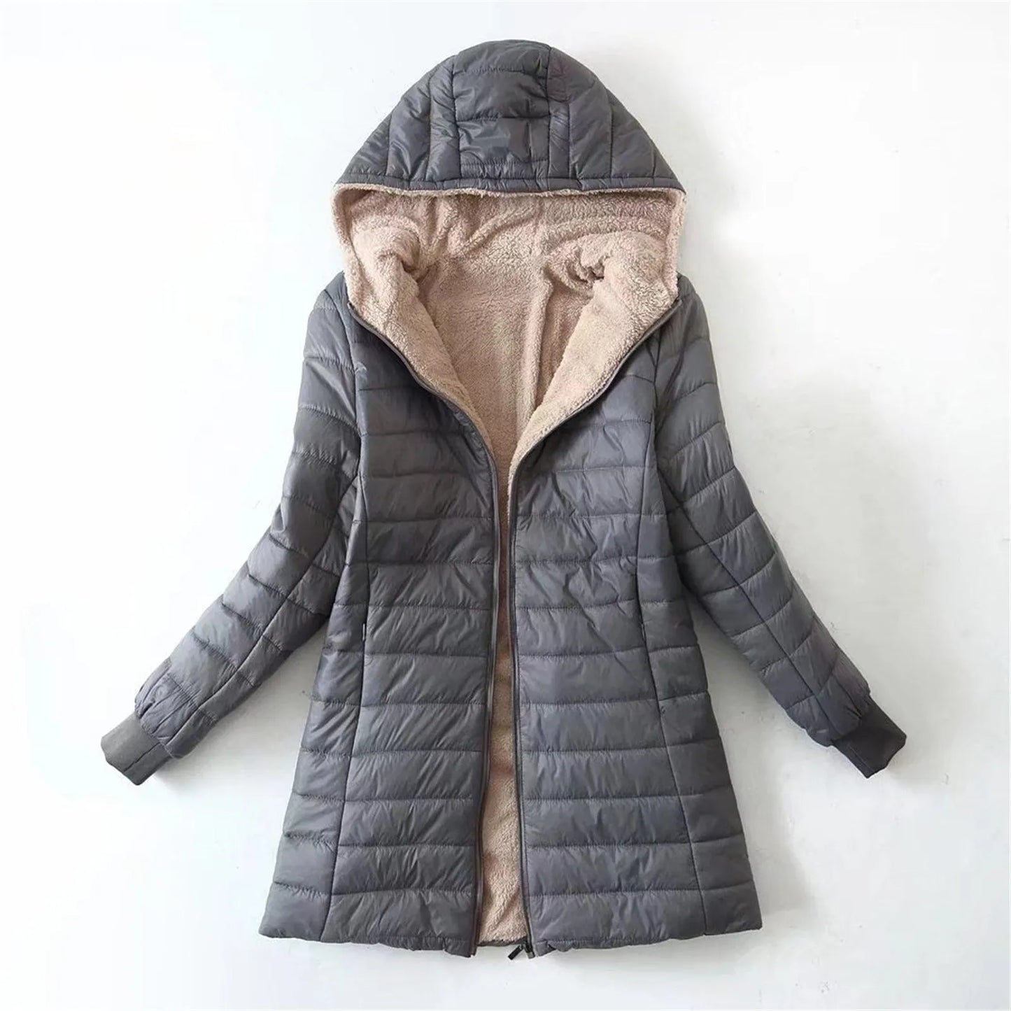 Comfortable Fuzzy Wool Coats For Women Hooded Windbreaker