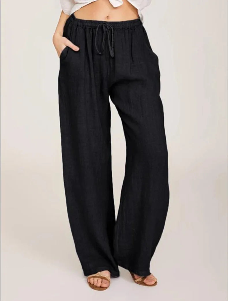 Women's Wear in Europe, America, and Europe Large Loose Cotton Hemp Casual Pants