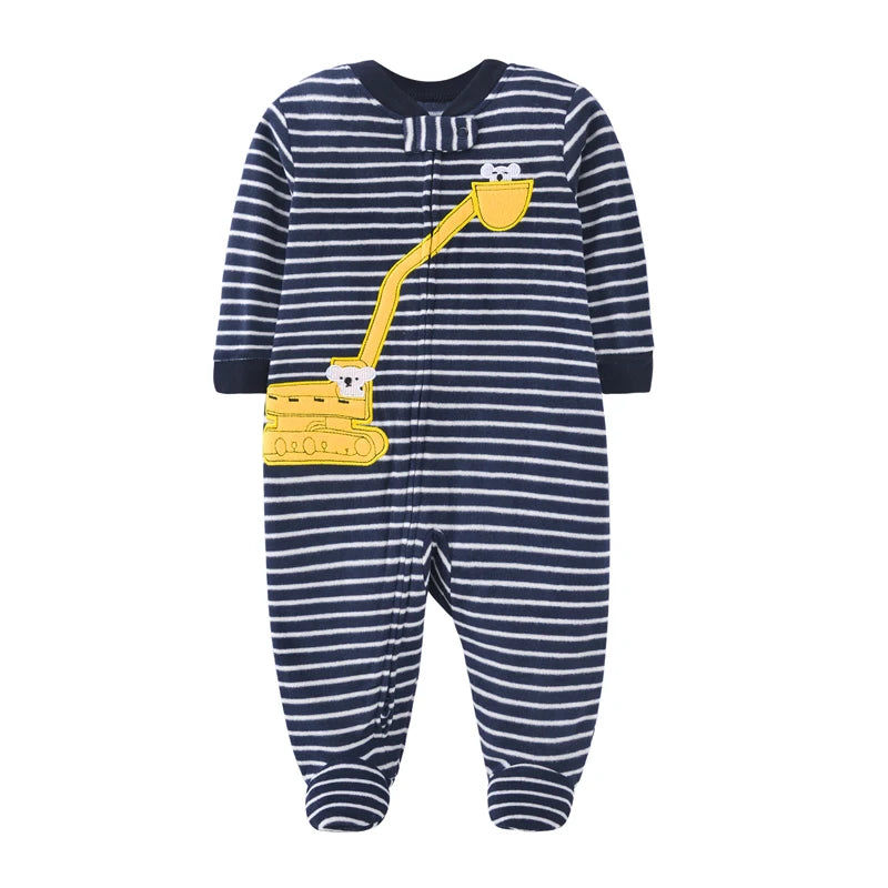 Autumn Baby Boy Rompers Clothes Zipper Fleece Warm Pajamas Newborn Outfit