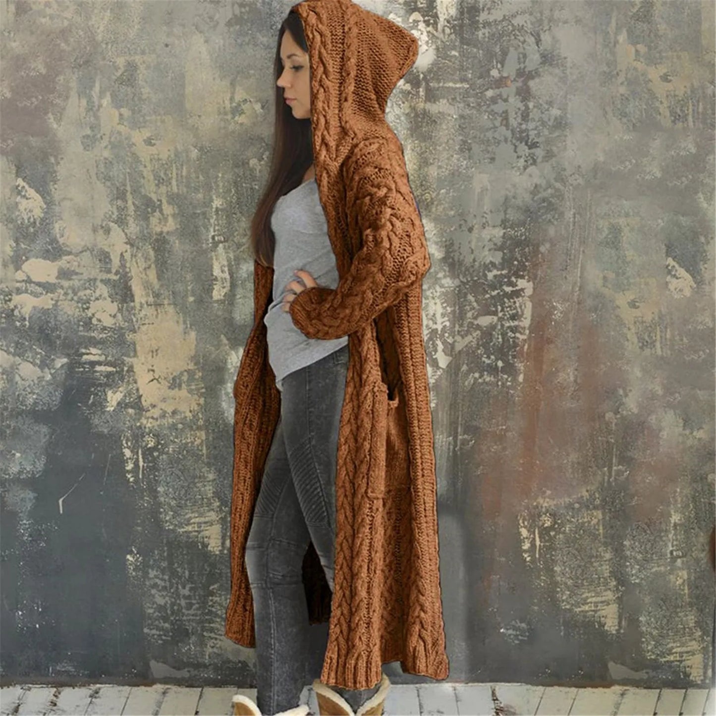 Long Sleeve Loose Cardigan Coat Solid Sweater