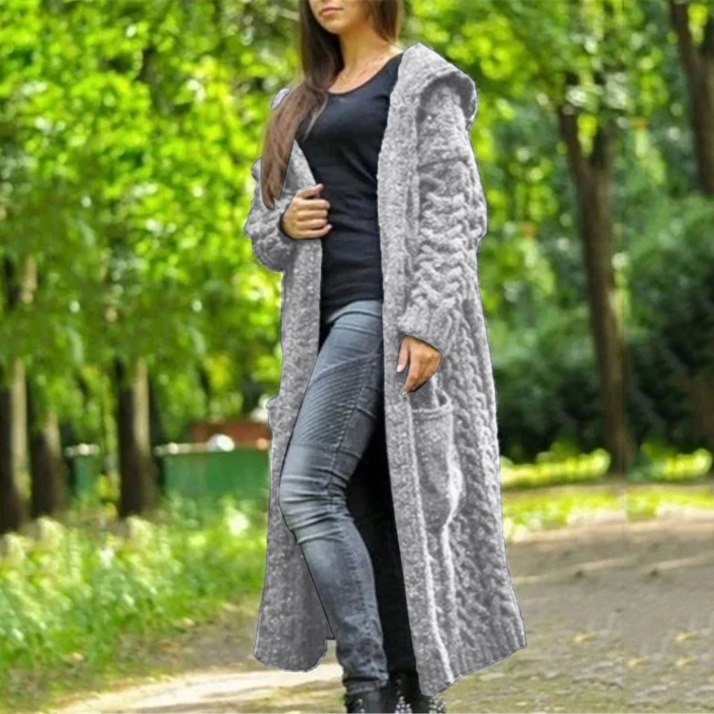 Long Sleeve Loose Cardigan Coat Solid Sweater