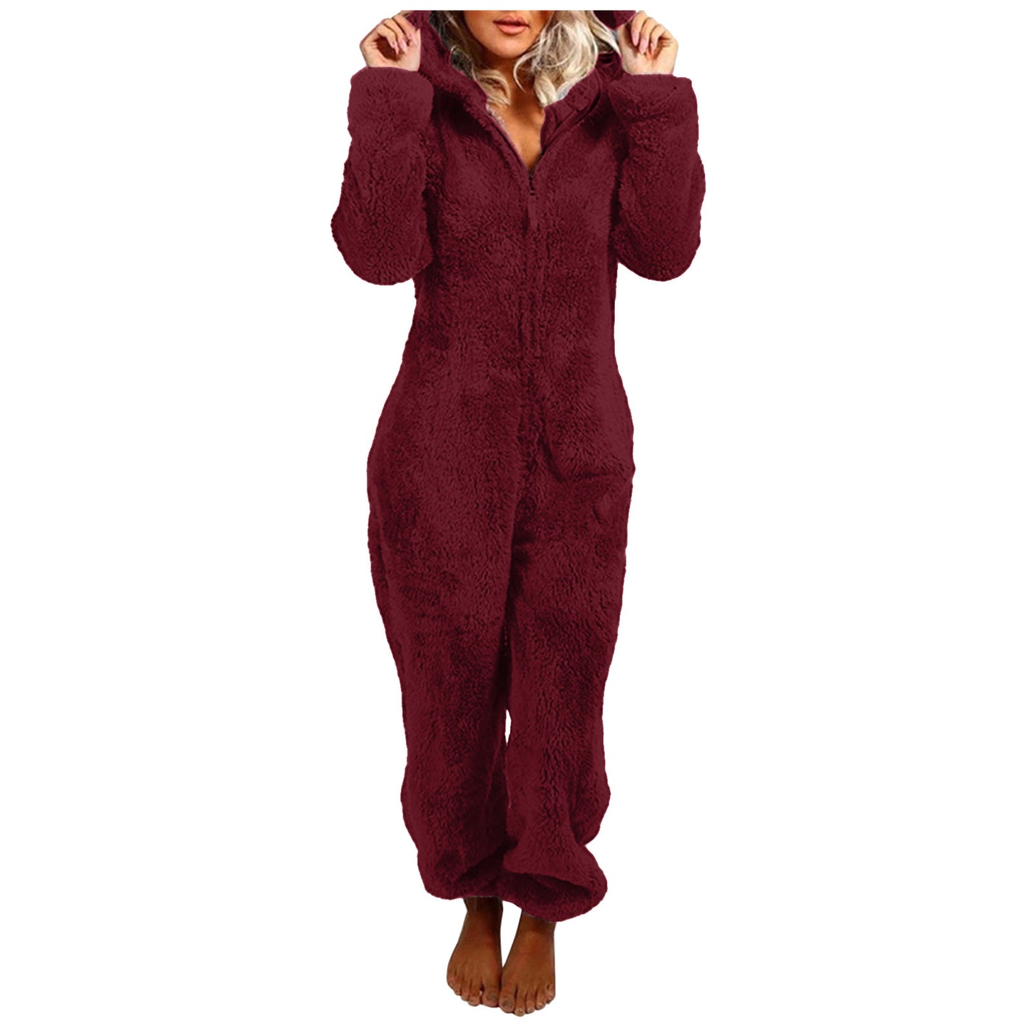 Cute Cat Ears Women Onesie Pajamas Warm Thick Plush