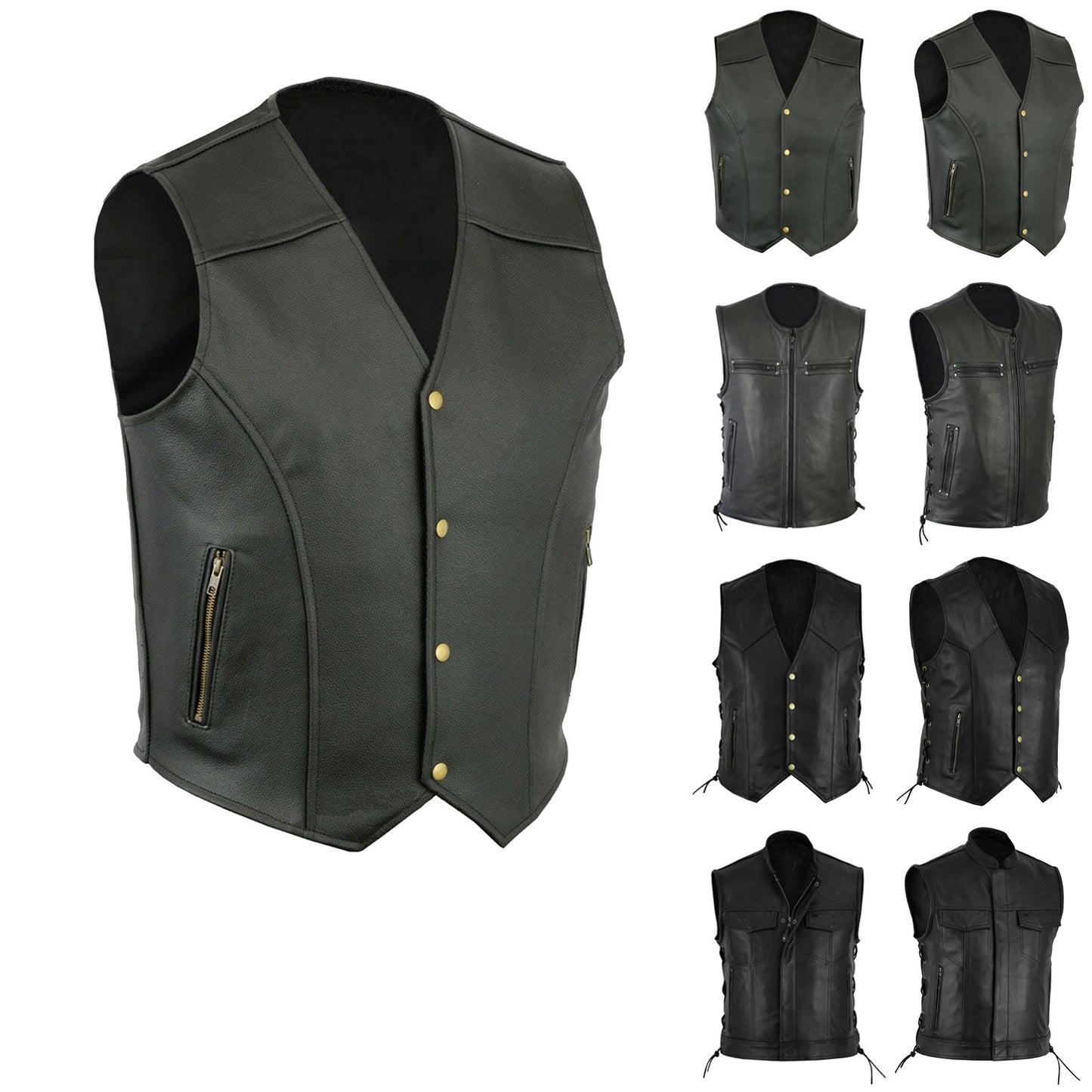 Men Fashion Sleeveless Leather Vest Plus Size Casual Vest