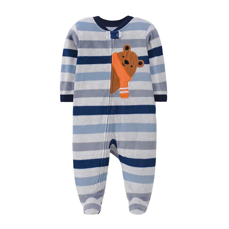 Autumn Baby Boy Rompers Clothes Zipper Fleece Warm Pajamas Newborn Outfit