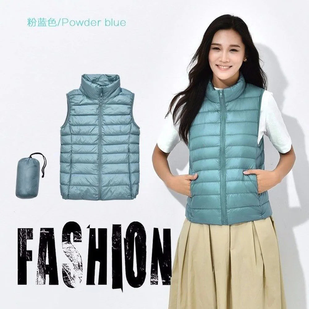 Women Ultra Light Down Vests Slim Sleeveless Jacket