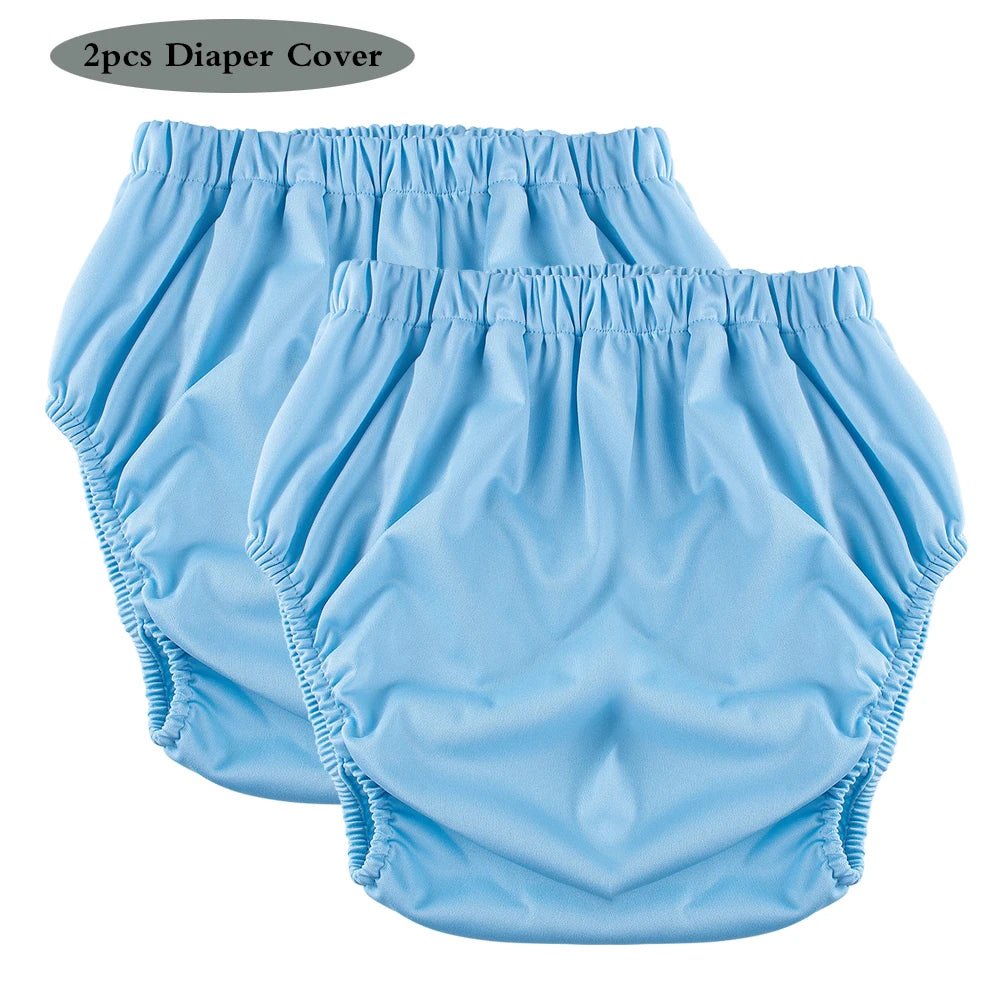 2pcs Soft TPU Adult Diaper Cover High Waist Solid Color Incontinence Briefs