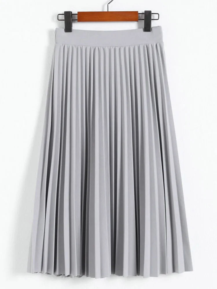 Women's High Waist Pleated Solid Color Half Length Elastic Skirt Promotions