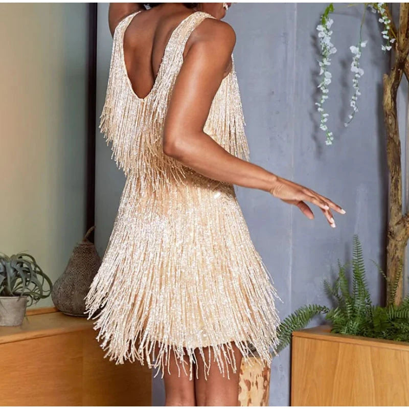 Spaghetti Strap Stitching Dresses Female Elegant Evening Party Club Dress