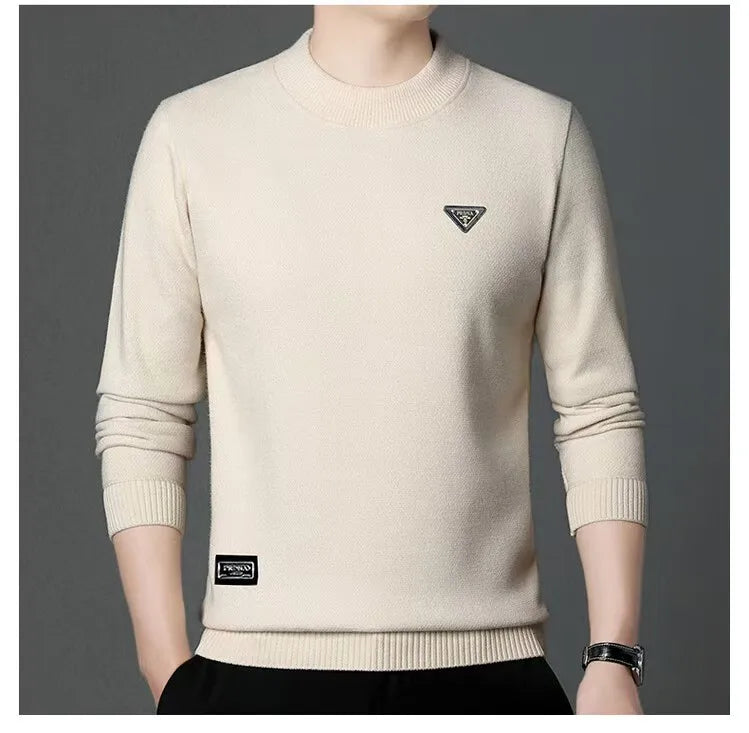 Luxury Brand Knitted Sweater Men's Half High Neck Pullover