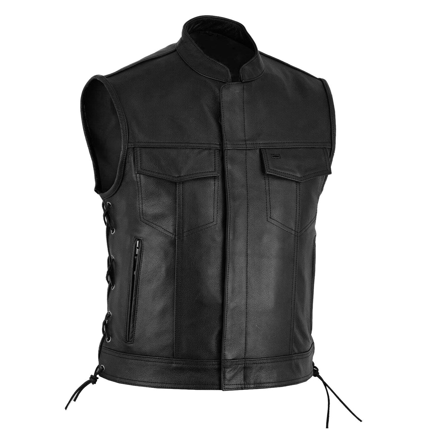 Men Fashion Sleeveless Leather Vest Plus Size Casual Vest