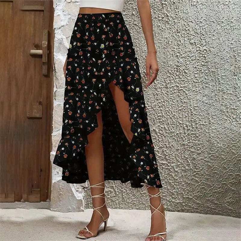 Floral Print Vintage Elegant Women Skirts Designed Sexy Holiday Bottom