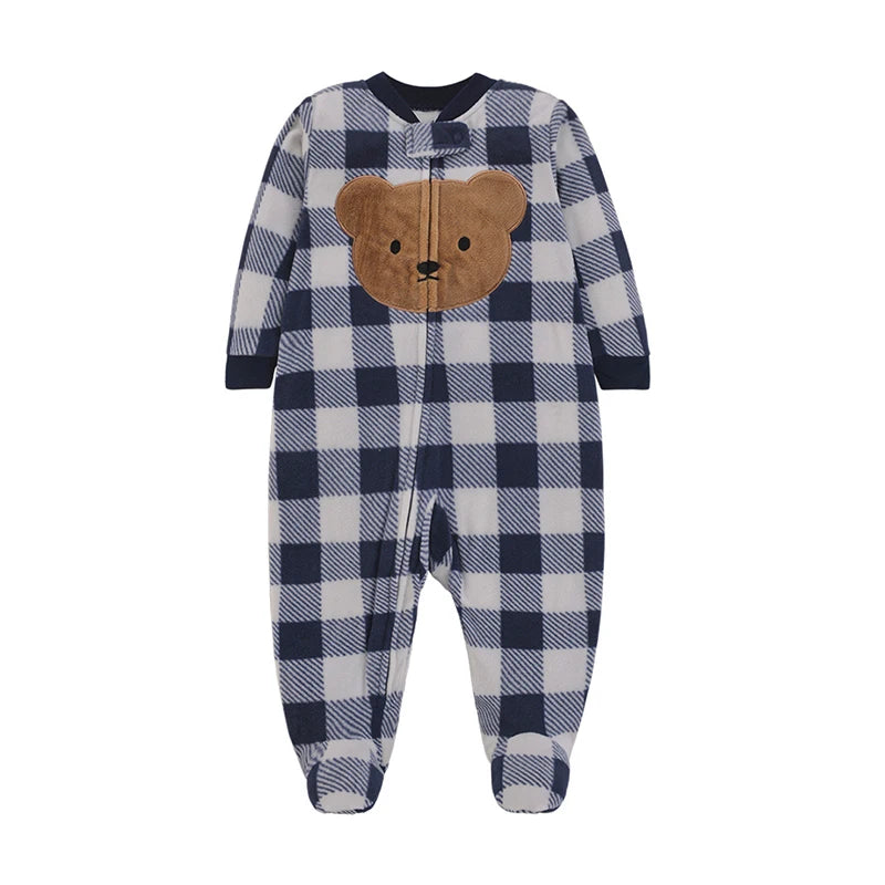 Autumn Baby Boy Rompers Clothes Zipper Fleece Warm Pajamas Newborn Outfit