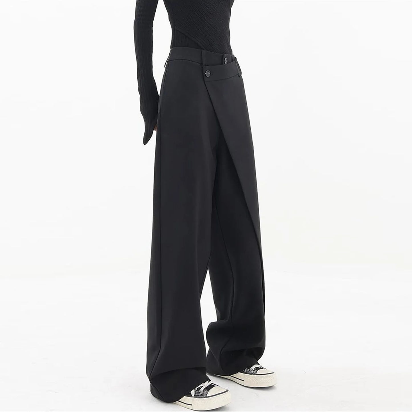 Patchwork High Waist Floor Length Female Trousers