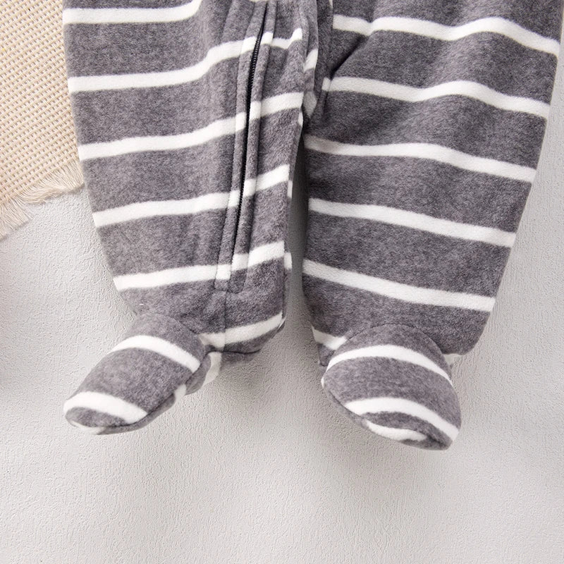 Autumn Baby Boy Rompers Clothes Zipper Fleece Warm Pajamas Newborn Outfit