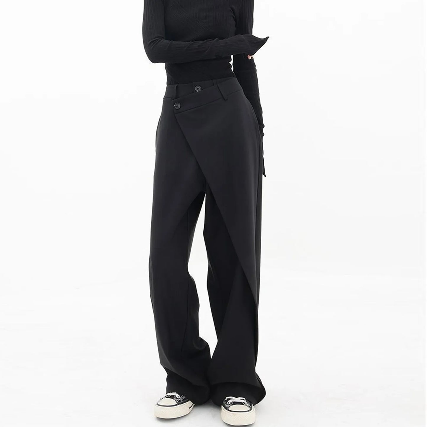 Patchwork High Waist Floor Length Female Trousers