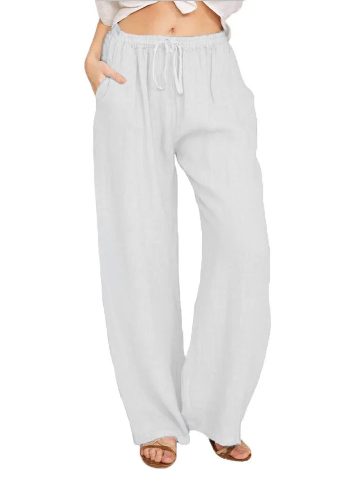 Women's Wear in Europe, America, and Europe Large Loose Cotton Hemp Casual Pants