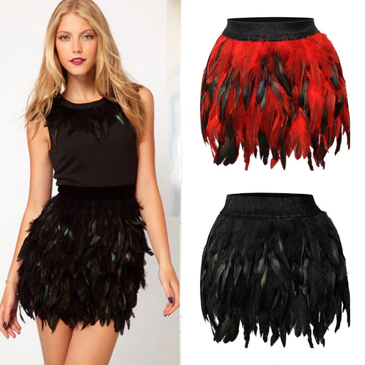 Festival Carnival Faux Feather Skirt Women High Waist Party  Short Skirt