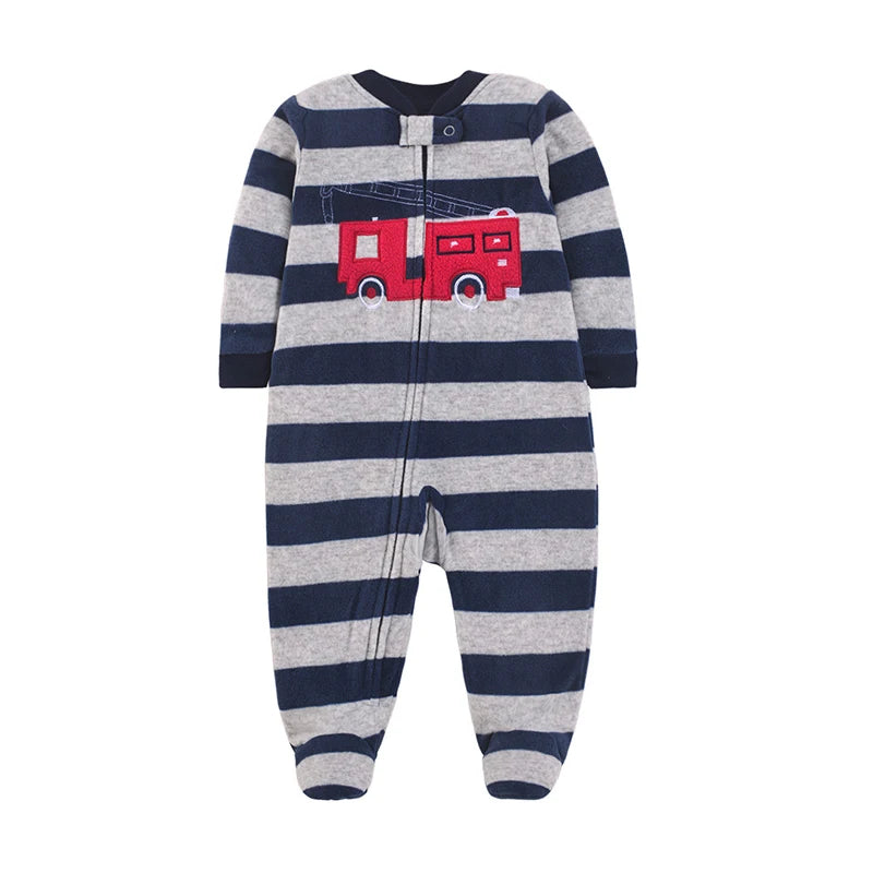 Autumn Baby Boy Rompers Clothes Zipper Fleece Warm Pajamas Newborn Outfit