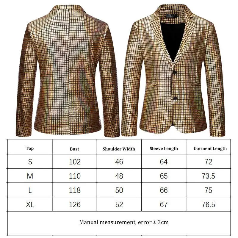 Sequins Blazers Jacket Two Button Blazer For Men Dinner