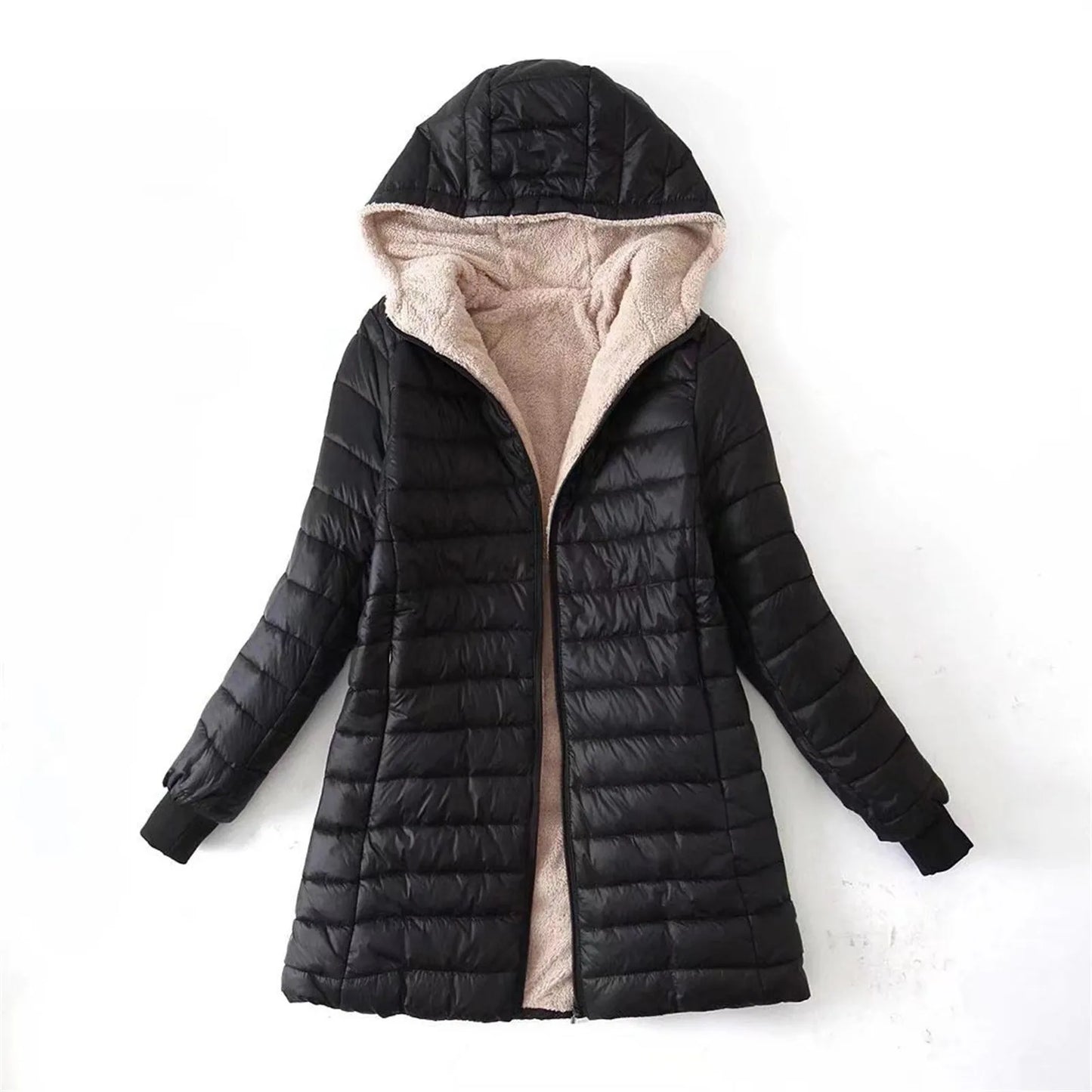 Comfortable Fuzzy Wool Coats For Women Hooded Windbreaker